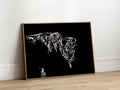 A framed black and white artwork of a bison, titled 'Modern Bison', displayed on a wall.